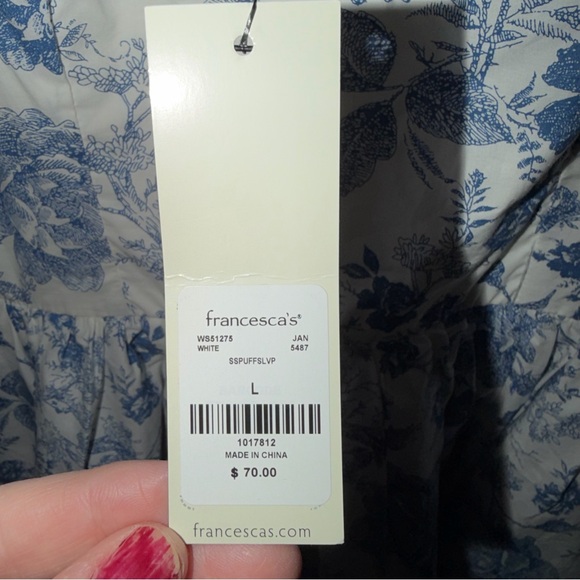 Audrey Parks Blue Floral Puff Sleeve Mini Dress L NWT | Spring Event - Picture 4 of 6